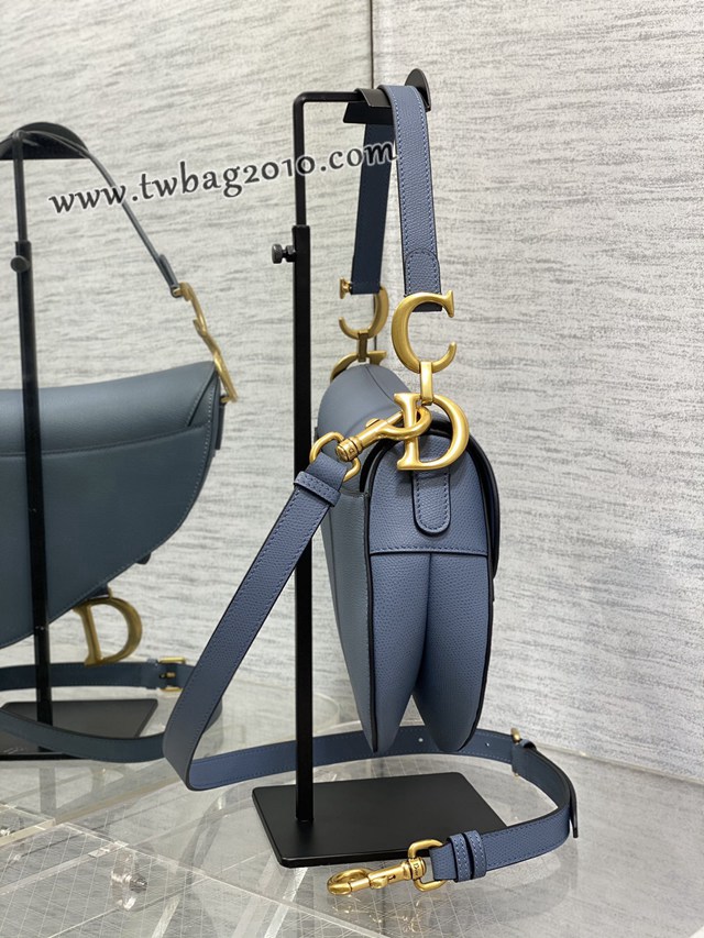 Dior专柜新款迪奥顶级原单原厂皮牛仔蓝大号经典马鞍包 djfk1086